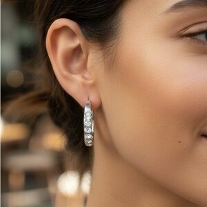 Stella Luci Silver Crystal Hoop Earrings